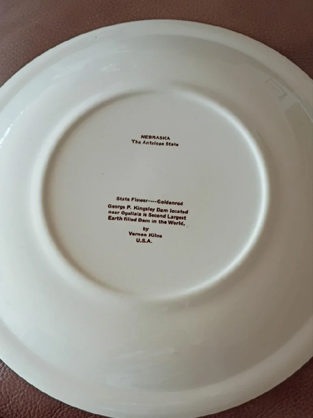 Nebraska Vernon Kilns Vintage Plate